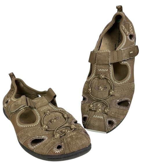 Earth Origins Shoes - Earth Origins Carmen Leather Slip On Sport Sandal Loafer Brown Size 8
